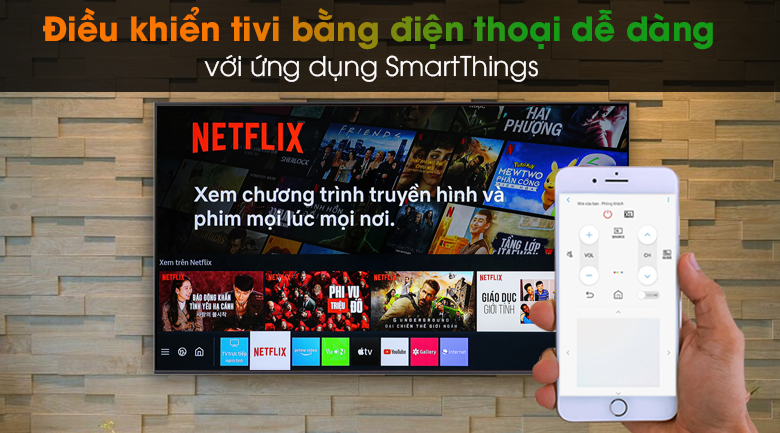 Smart Tivi Samsung 4K 50 inch UA50AU8100 - Dùng điện thoại để tùy chỉnh chức năng trên tivi dễ dàng cùng ứng dụng SmartThings