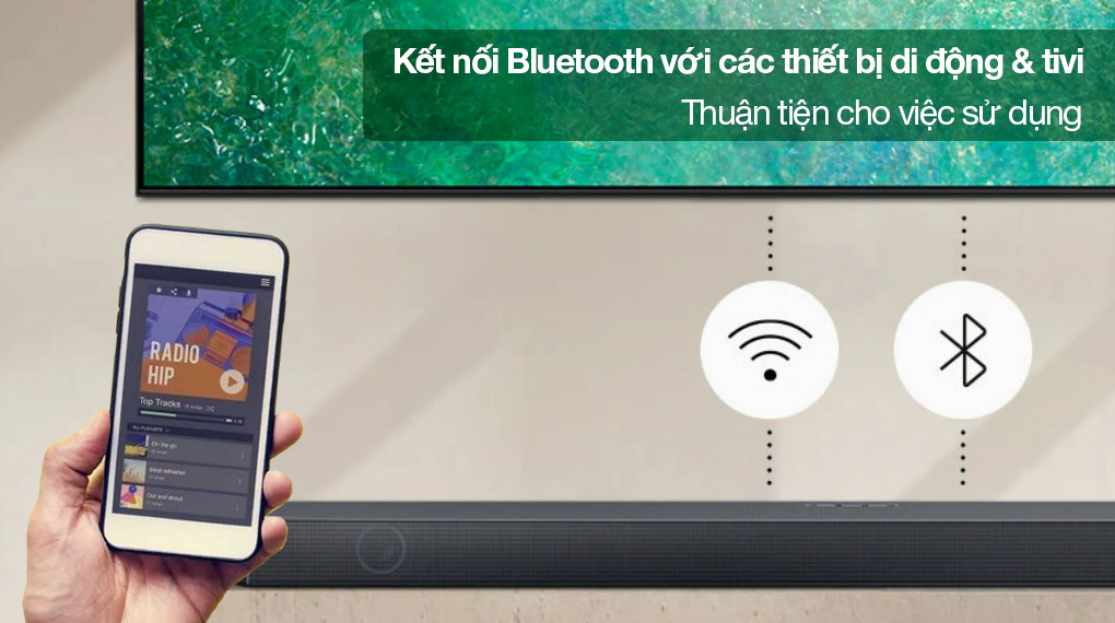Bộ loa thanh Samsung HW-Q700C/XV 320W - Hỗ trợ kết nối Bluetooth với tivi và thiết bị di động thuận tiện cho việc sử dụng