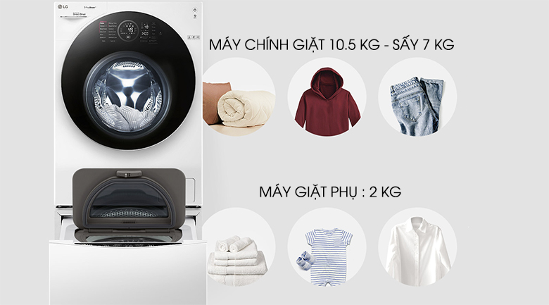 Hai lồng giặt riêng biệt - Máy giặt LG Twinwash FG1405H3W & TG2402NTWW