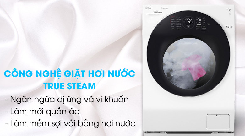 Công nghệ hơi nước True steam - Máy giặt LG Twinwash FG1405H3W & TG2402NTWW