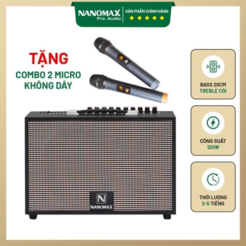 Loa Karaoke Xách Tay Nanomax K-01 Bass 20cm 120w 0