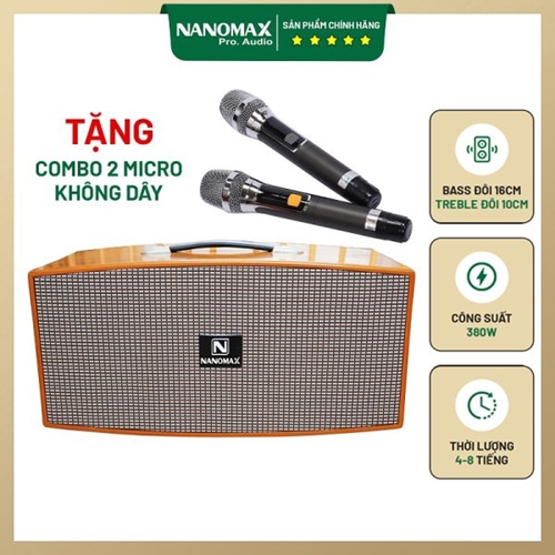 Loa Karaoke Xách Tay Nanomax X-216 Bass Đôi 16cm 380w 0