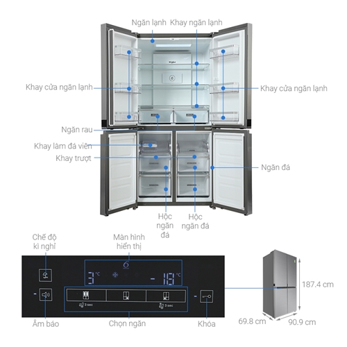 Tủ lạnh Whirlpool Inverter 594 Lít WFQ590NSSV 3